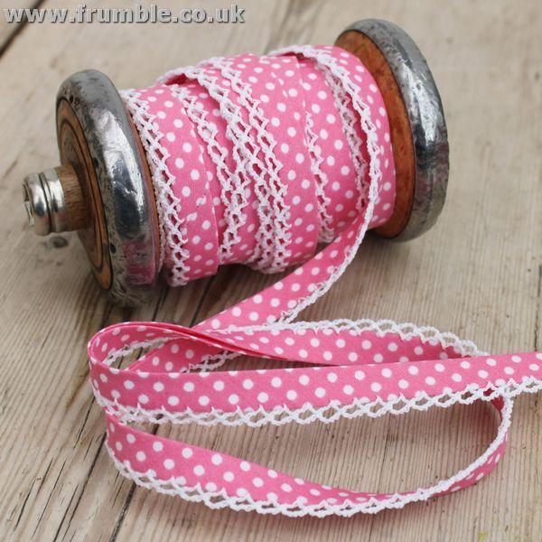 Polka Lace Edge Bias Binding 5 metres - Frumble Fabrics