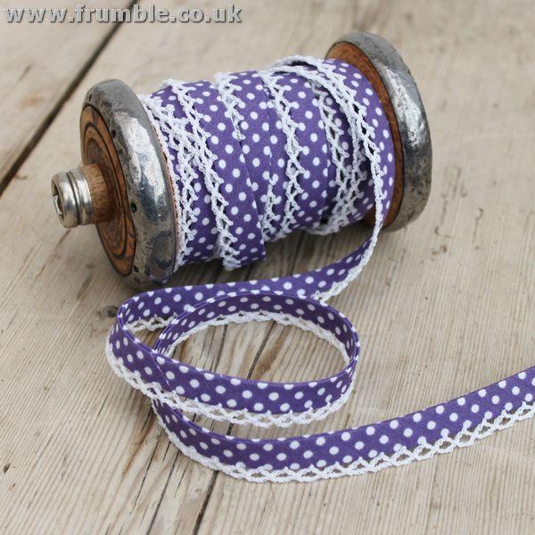 Polka Lace Edge Bias Binding 5 metres - Frumble Fabrics