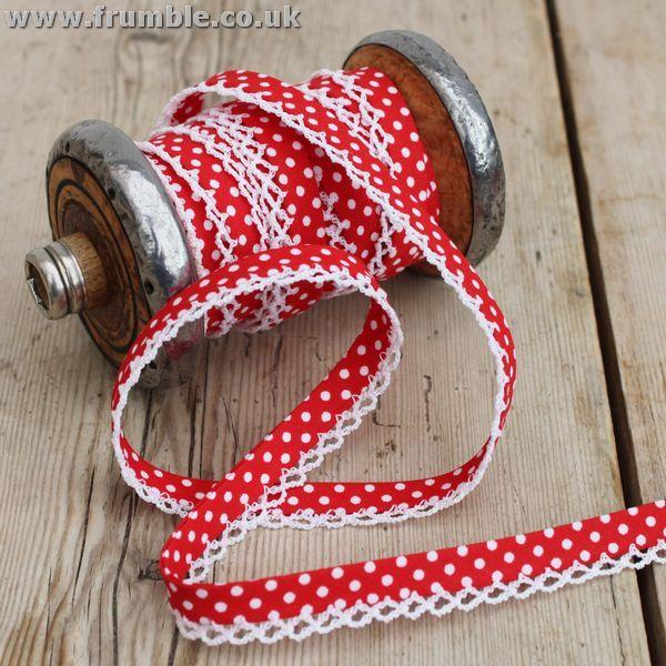 Polka Lace Edge Bias Binding 5 metres - Frumble Fabrics