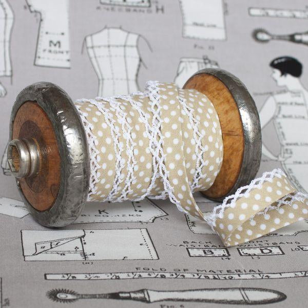 Polka Lace Edge Bias Binding 5 metres - Frumble Fabrics