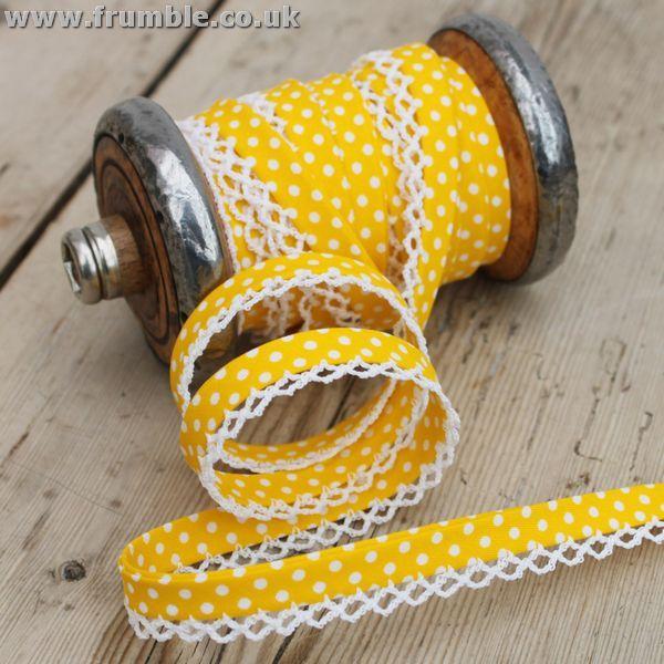 Polka Lace Edge Bias Binding 5 metres - Frumble Fabrics