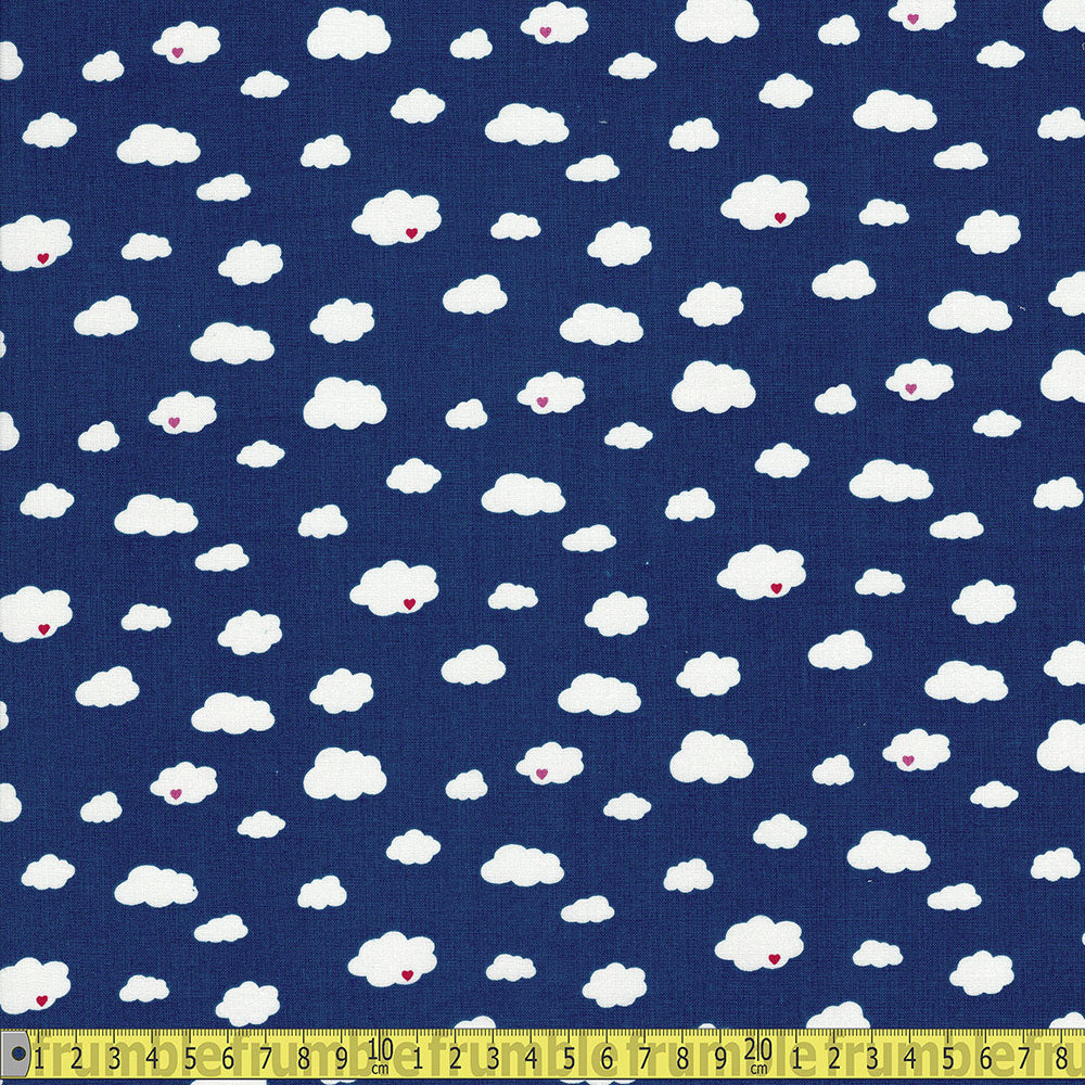 Riley Blake - Dream Cloud With Heart - Blue Sewing and Dressmaking Fabric