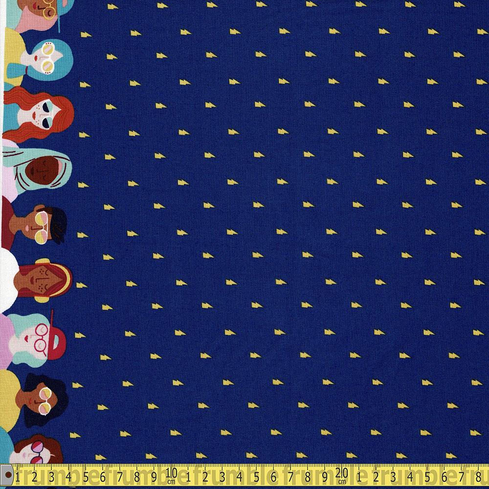 Riley Blake - GRL PWR - Lightning Border Blue Sewing and Dressmaking Fabric
