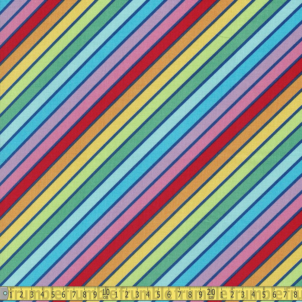 Riley Blake - Rainbow Fruit - Diagonal Stripe Blue Sewing and Dressmaking Fabric