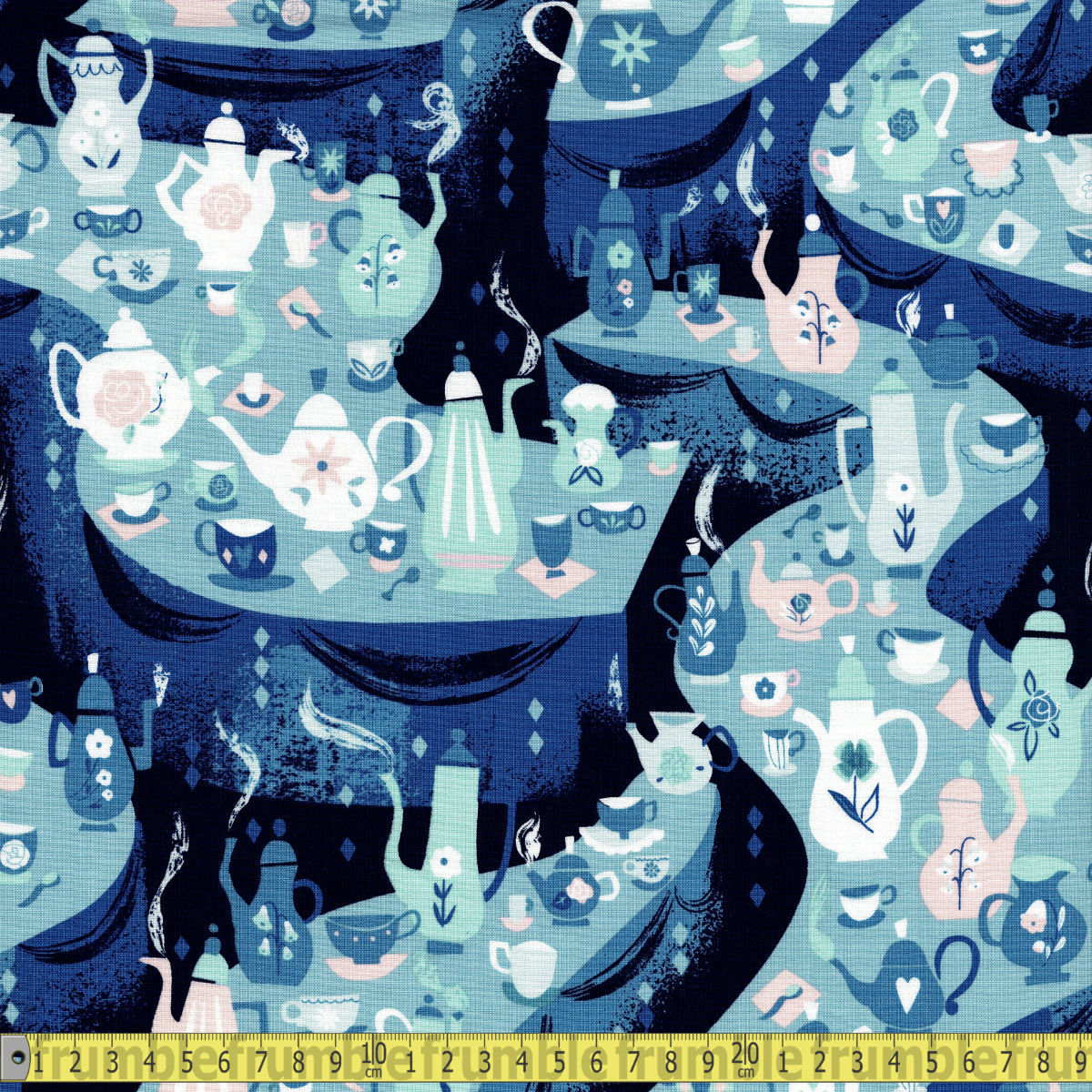 Riley Blake Fabric - Down The Rabbit Hole Tea Party - Sky Sewing and Dressmaking Fabric