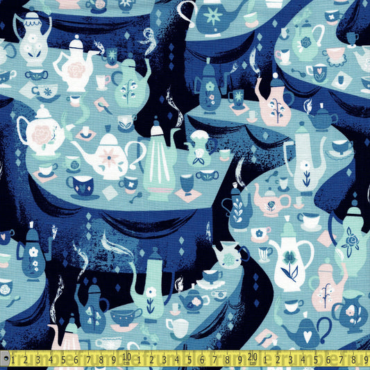 Riley Blake Fabric - Down The Rabbit Hole Tea Party - Sky Sewing and Dressmaking Fabric