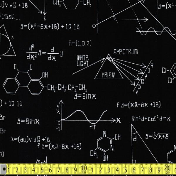 Science Fair Calculations Black - Frumble Fabrics
