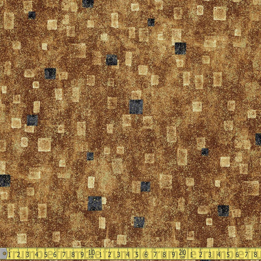 Robert Kaufman - Gustav Klimt - Metallic Squares Gold Sewing Fabric