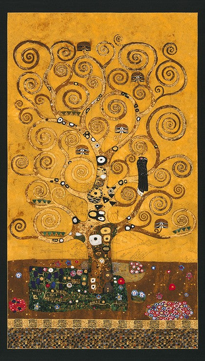 Robert Kaufman - Gustav Klimt - Tree Of Life Panel Sewing and Dressmaking Fabric
