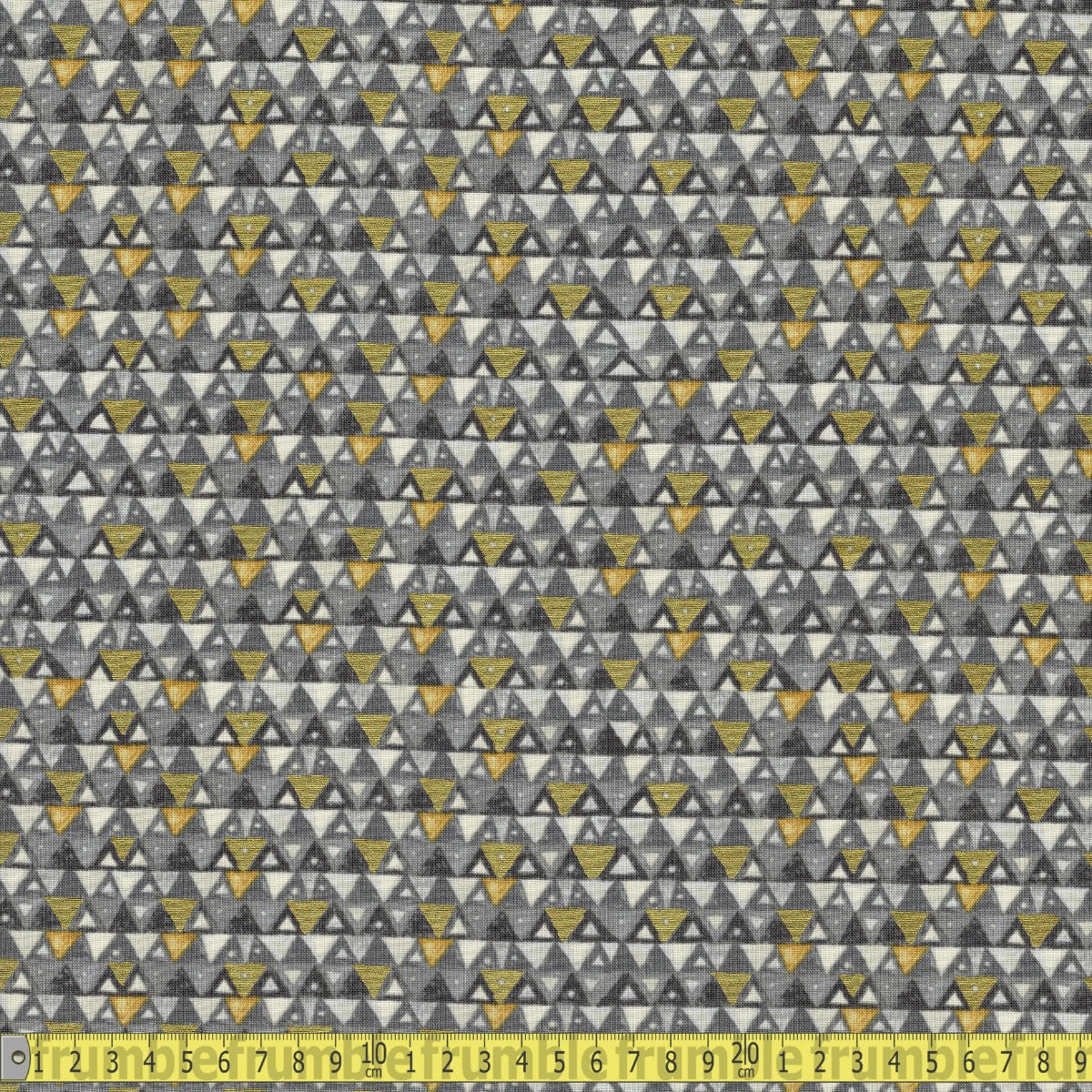 Robert Kaufman - Gustav Klimt Full Metallic Triangles Grey - Sewing and Dressmaking Fabric