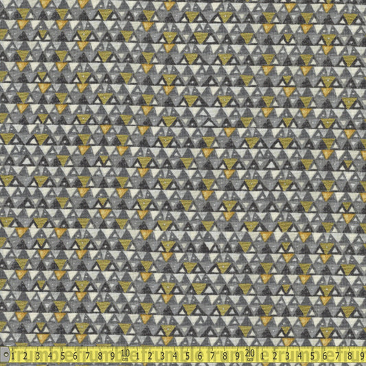 Robert Kaufman - Gustav Klimt Full Metallic Triangles Grey - Sewing and Dressmaking Fabric