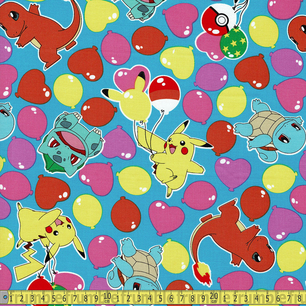 Robert Kaufman - Licensed Pokemon - Balloon Party Sky Sewing and Dressmaking Fabric