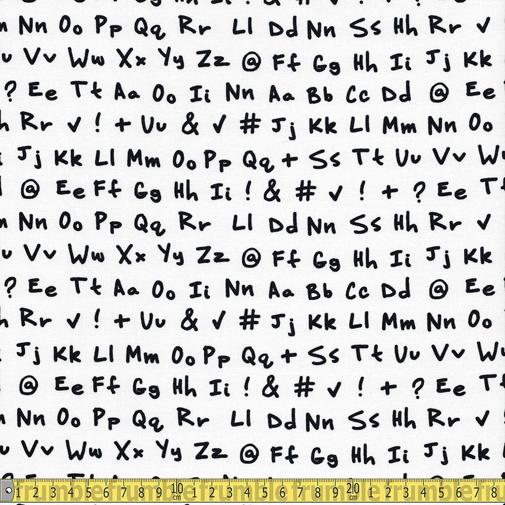 Robert Kaufman - Out Of Print - Alphabet Letters White Sewing and Dressmaking Fabric