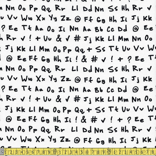 Robert Kaufman - Out Of Print - Alphabet Letters White Sewing and Dressmaking Fabric