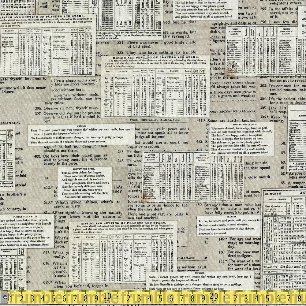 Robert Kaufman - Out Of Print - Astronomy Tables Ivory Sewing and Dressmaking Fabric