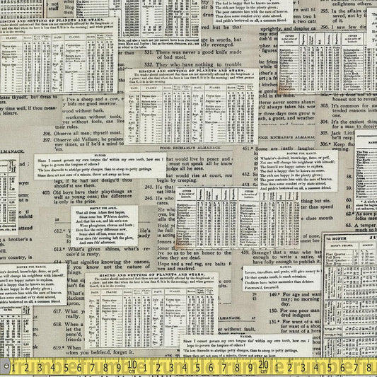 Robert Kaufman - Out Of Print - Astronomy Tables Ivory Sewing and Dressmaking Fabric