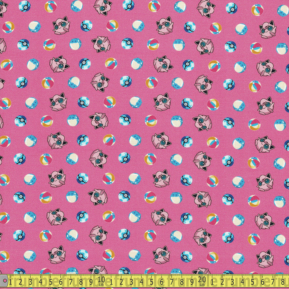 Robert Kaufman - Sunny Days Pokemon - Jigglypuff Beach Ball Pink Sewing and Dressmaking Fabric