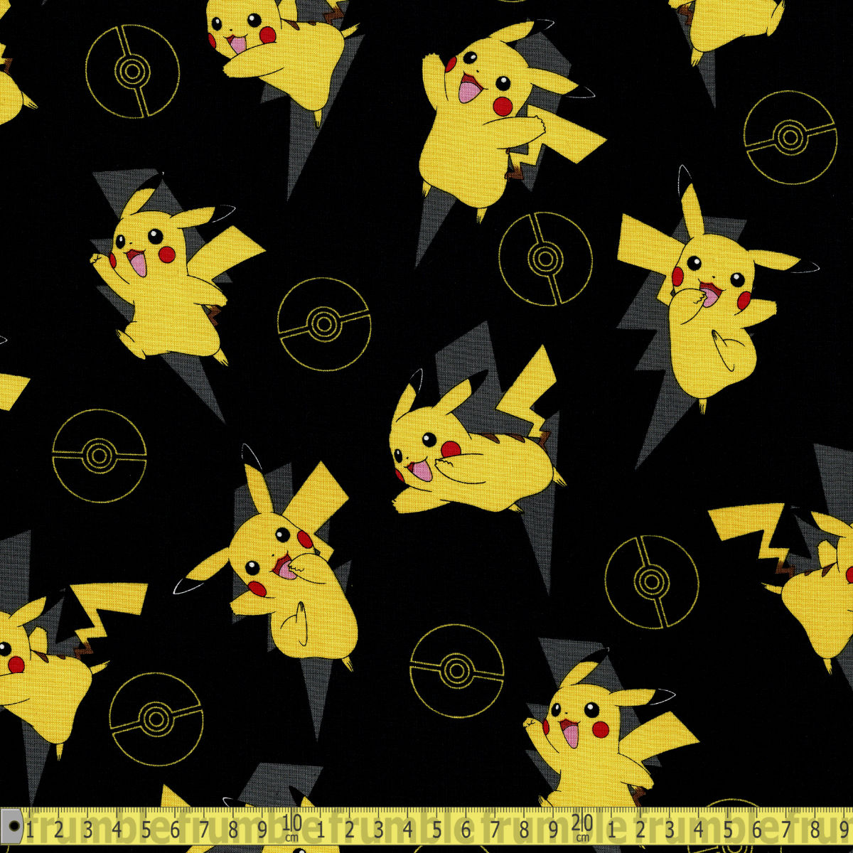 Robert Kaufman Fabric - Pokemon Pikachu Lightning Ball - Black Sewing and Dressmaking Fabric