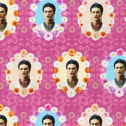 Frida Kahlo Flower Frames Pink - Frumble Fabrics