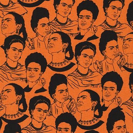Frida Kahlo Mono Faces Orange - Frumble Fabrics