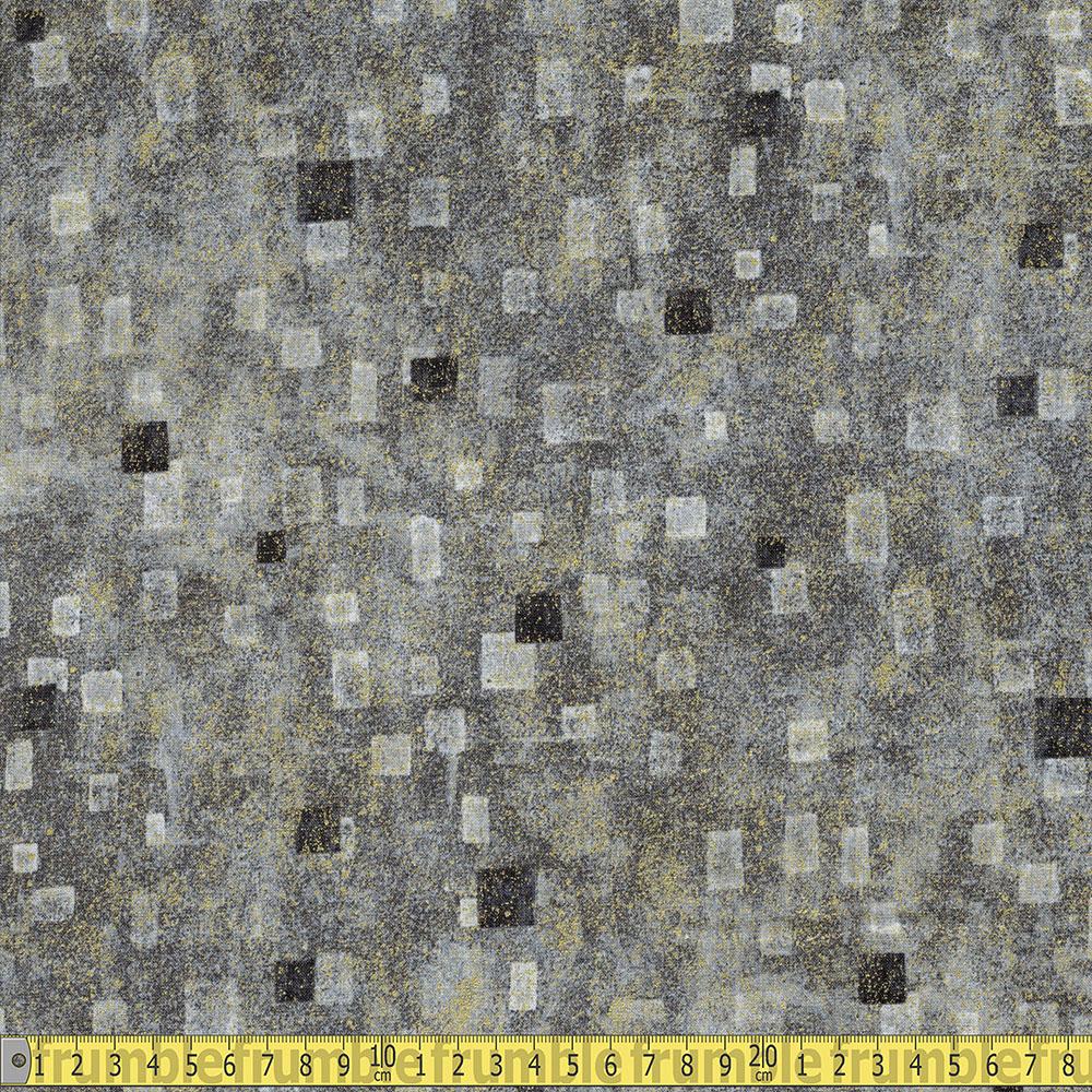Gustav Klimt Squares Charcoal Metallic - Frumble Fabrics