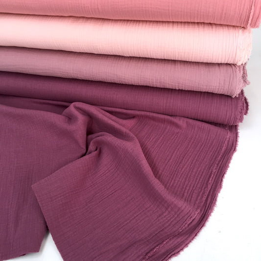 Organic Double Gauze - GOTS Muslin Solids - Soft Aubergine
