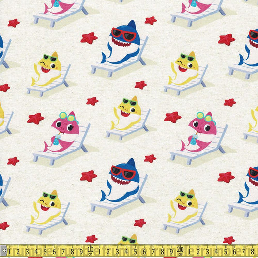 Springs Creative - Baby Shark Starfish Beach - Tan Sewing and Dressmaking Fabric