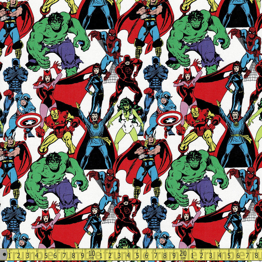 Springs Creative - Marvel Comics - Retro Pack White Sewing and Dressmaking Fabric