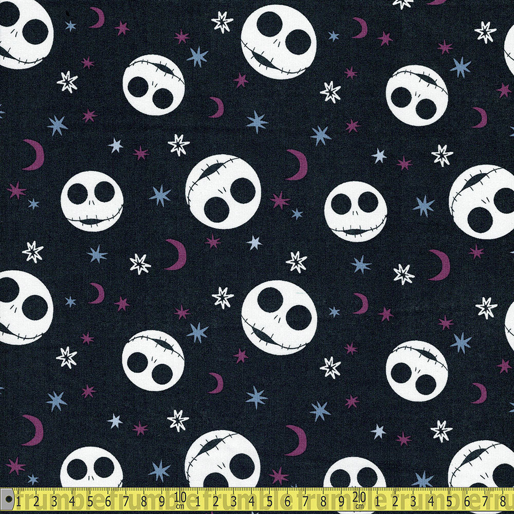 Springs Creative - Nightmare Before Christmas - Jack Starlight Heads Grey Sewing and Dressmaking Fabric