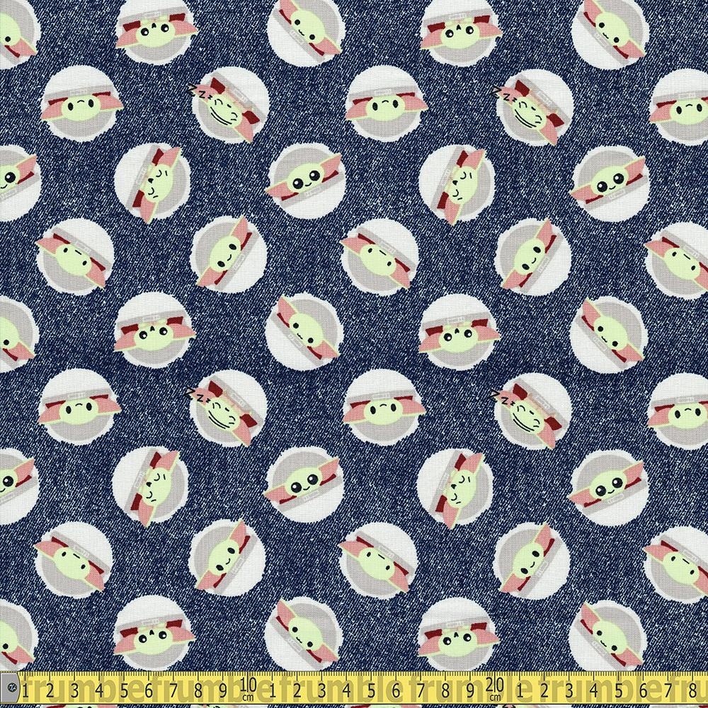 Star Wars Mandalorian Collection - Child Toss On Denim - Blue Sewing and Dressmaking Fabric