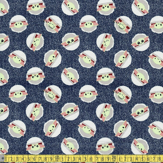 Star Wars  Mandalorian Collection - Child Toss On Denim - Blue Sewing and Dressmaking Fabric