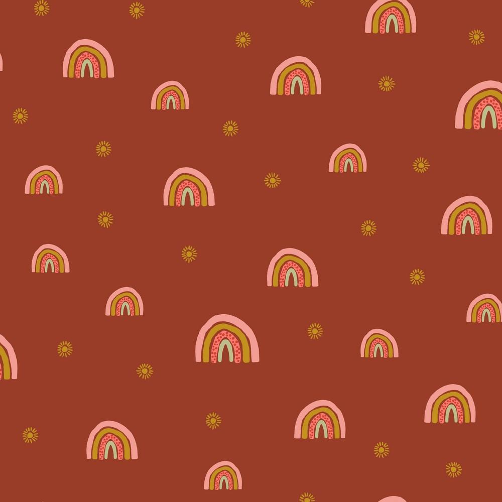 Sunshine And Rainbows - GOTS Soft Sweat - Terracotta Sewing and Dressmaking Fabric