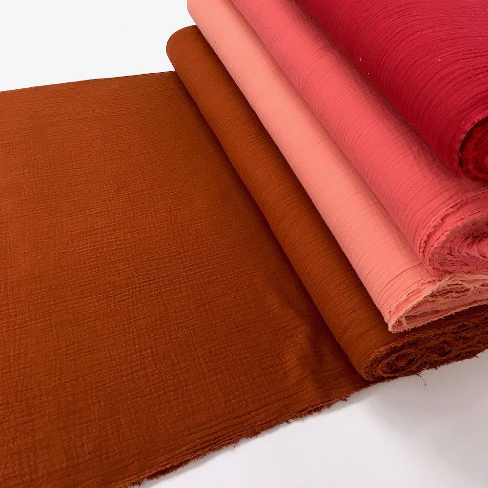 Remnant of Organic Double Gauze - GOTS Muslin Solids - Rust (96cm)