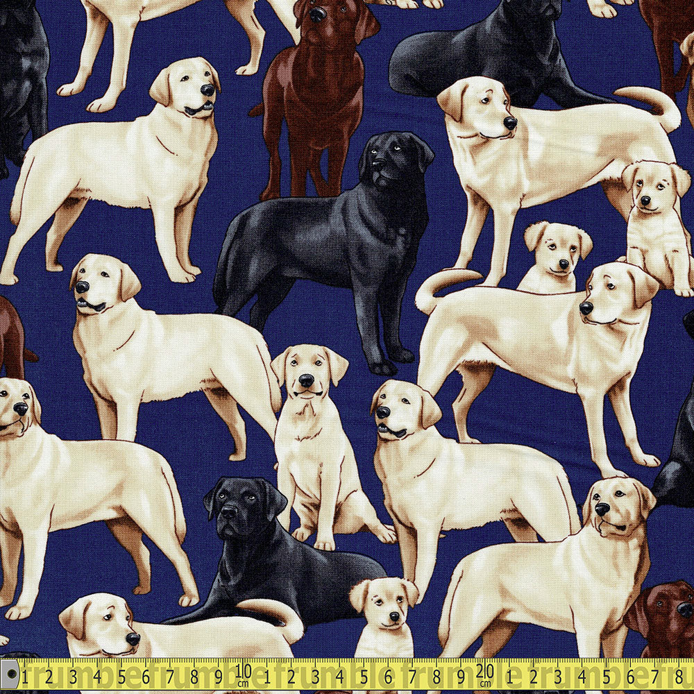 Timeless Treasures - Labradors - Navy Sewing and Dressmaking Fabric
