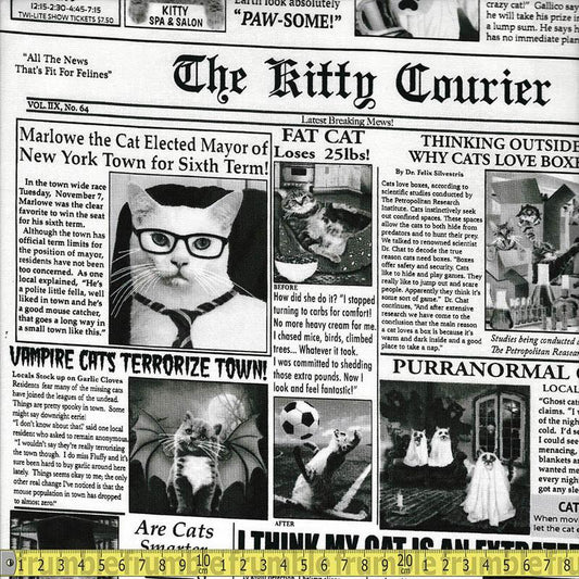 Cat Burglar Newsprint - Frumble Fabrics
