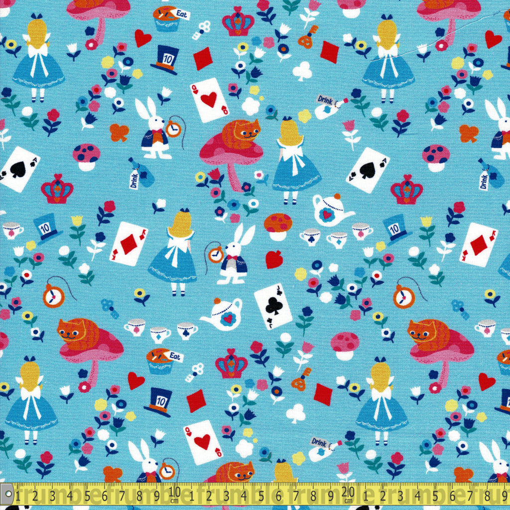 Timeless Treasures Fabric - Alice In Wonderland - Blue Sewing and Dressmaking Fabric