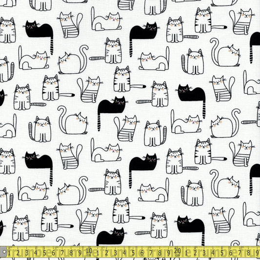 Timeless Treasures Fabric - Cat Nap Time - White Sewing and Dressmaking Fabric