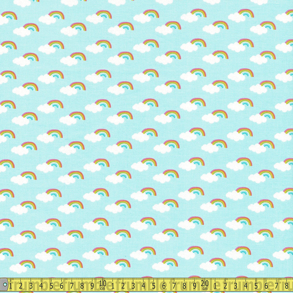 Timeless Treasures Fabric - Cute Rainbows - Aqua Sewing and Dressmaking Fabric