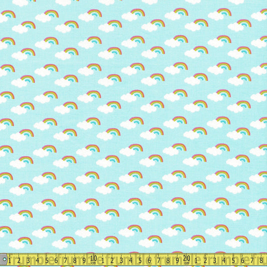 Timeless Treasures Fabric - Cute Rainbows - Aqua Sewing and Dressmaking Fabric