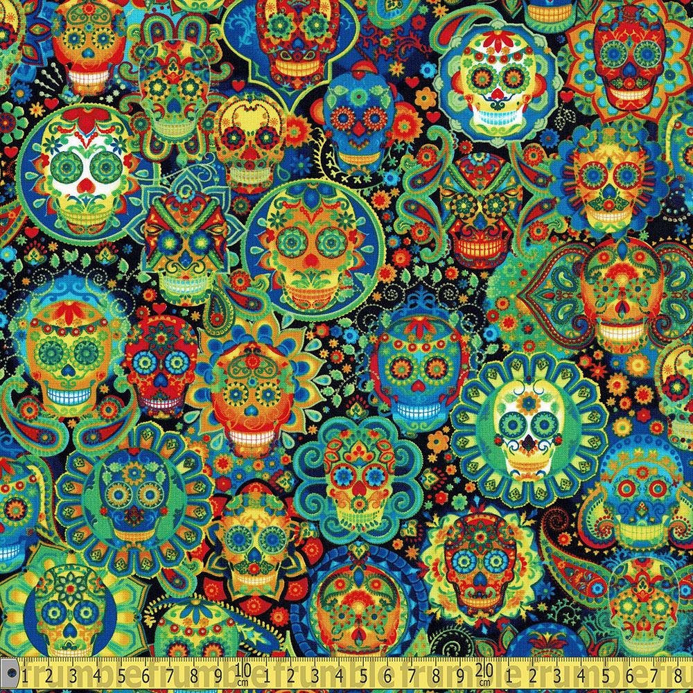 Kaleidoscope Skulls Multi - Frumble Fabrics