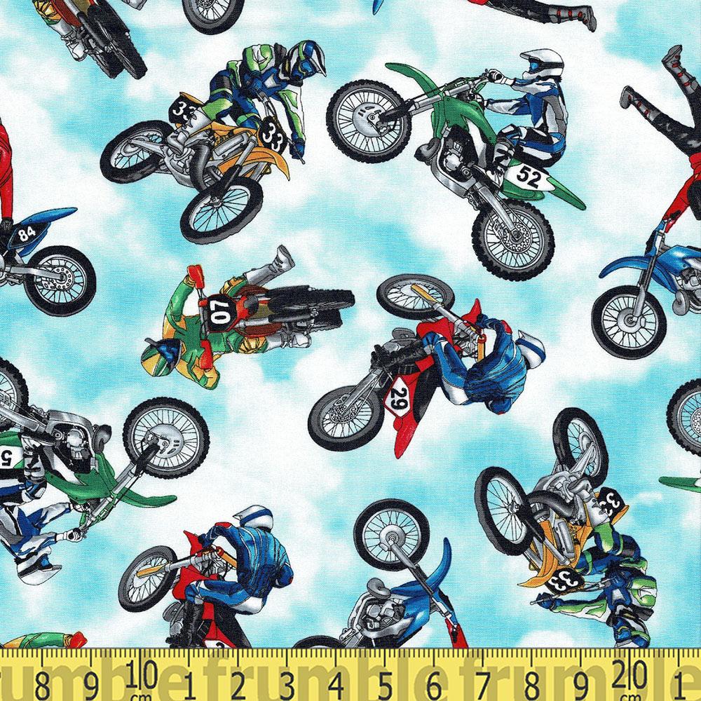 Motorbikes Multi - Frumble Fabrics