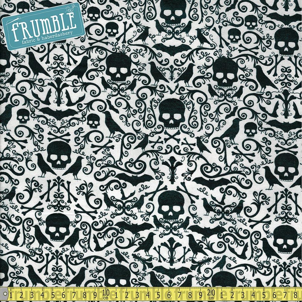 Skulls and Crossbones Grey - Frumble Fabrics