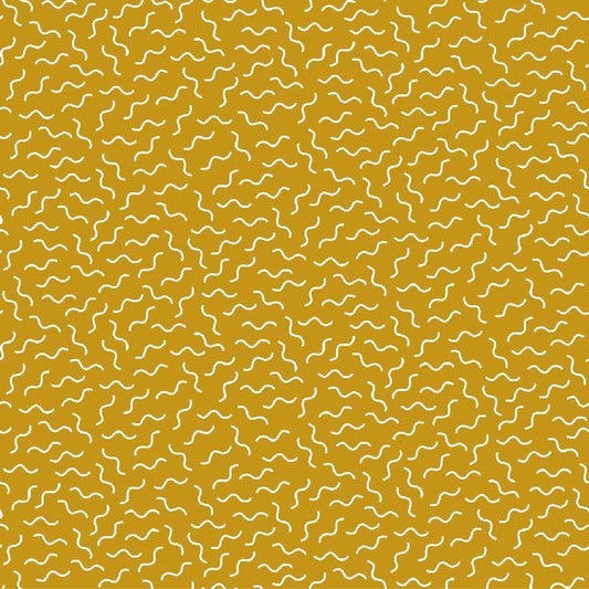 Squiggle Wiggles Double Gauze Mustard - Frumble Fabrics