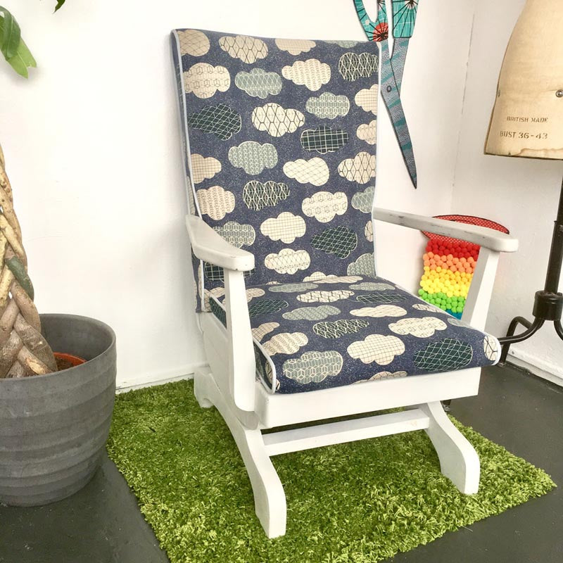 Upcycled Rocking Chair With Cloud Canvas Fabric