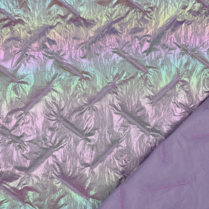 Stepped Foil Fabric - Shimmer Lines - Lilac