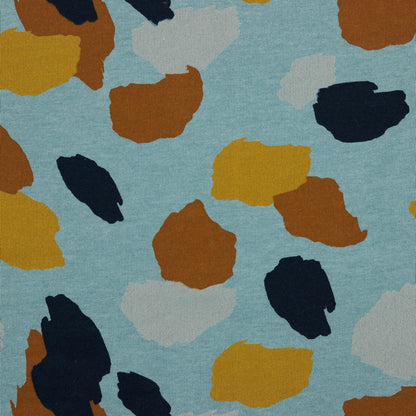 Soft Sweat Fabric - Mustard Patches - Smoke Blue Marl