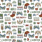 GOTS Organic Jersey Fabric - Ready Gaming - White