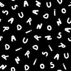 Soft Sweat Fabric - Letter Scribbles - Black
