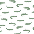 Cotton Poplin Fabric - Later Alligator - White