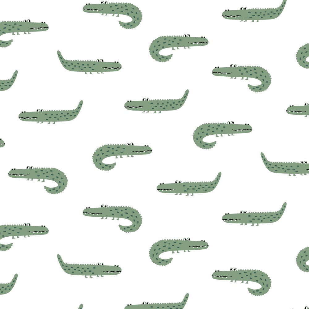 Cotton Poplin Fabric - Later Alligator - White